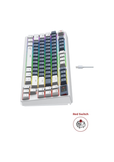 Havit Gamenote Kb884l Rgb Mekanik Türkçe Klavye 1.06inç Tft-lcd Ekran - Red Switch