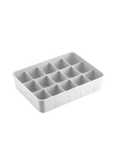 15 Bölmeli Çekmece Düzenleyici - Plastik Organizer Beyaz Açık Bej