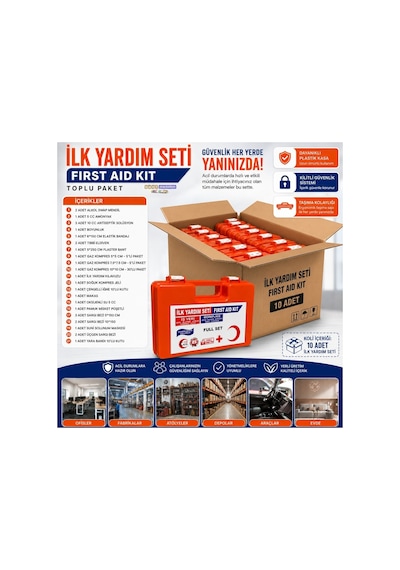 Full Set İlk Yardım Çantası İş Yeri, Ofis, Fabrika, Araç Ve Ev İçin Acil Yardım Seti 1adet
