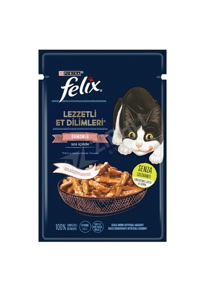 4 Adet Felix Lezzetli Et Dilimleri Somonlu Yaş Kedi Maması 80 Gr