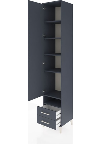Hyperion Dolap 6 Raflı 2 Çekmeceli Tek Kapaklı 44x44x243 Antrasit-antrasit Antrasit