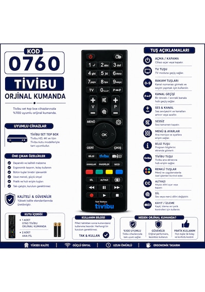 Tivibu 0760 Türk Telekom Tv Box Kumandası
