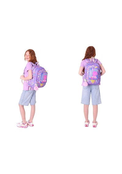 Kaukko Kids Unicorn Detaylı Okul Çantası L5224 Ve Thermo Beslenme Çantası L7224 Seti - Kız Çocuk Mor - Sarı