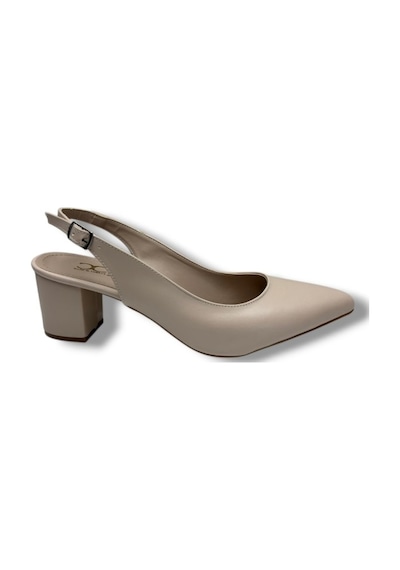 C-shoes Cv110-25 Cilt Sivri Burun Kalın Topuk Arkası Açık Kadın Ayakkabı 41-42 Bej