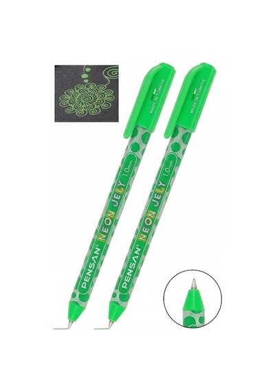 Yeşil Neon Tükenmez Kalem 2 Adet Pensan Neon Jely Fosforlu Jel Pilot Kalem Siyah Defter Kalemi Yumuşak Yazım