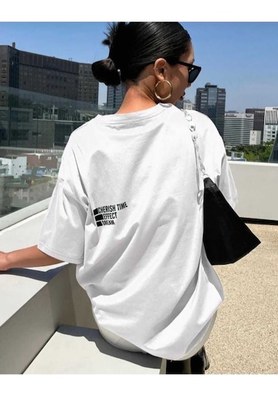 Kozia Outdoors Malkoçbey Cherısh Tıme Baskılı Overisze Unisex Basic T-shirt Beyaz Kozia Outdoors Malkoçbey Cherısh Tıme Baskılı Overisze Unisex Basic T-shirt Beyaz