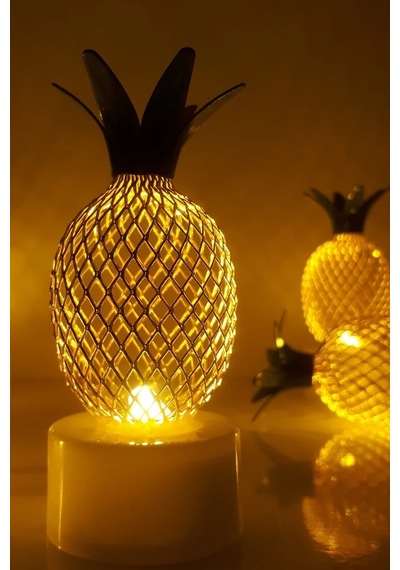 Şirin Gece Lambası Minik Gold Ananas Dekoratif Led Lamba Tekli Gold