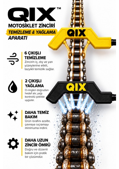 Qıx Motosiklet Zinciri Temizleme Ve Yağlama Aparatı Siyah