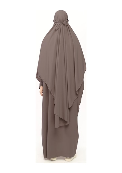 Altobeh Sultanbaş Nikaplı Çarşaf Cilbab Khimar Abaya Kolu Lastikli Hakim Yaka Peçeli Ferace Medine İpek Vizon 1412-149-s-m Vizon