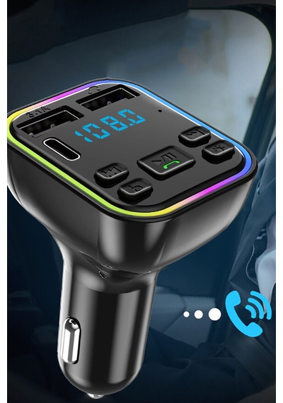 Fm Handsfree Bluetooth Modülatör Mp3 Player Type-c Çıkışlı Araç Şarj Aleti