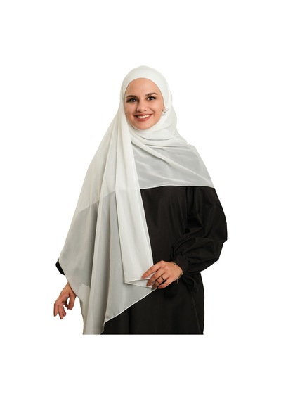 Hürrem Bone Krem Pratik Hazır Geçmeli Bone Şal Şifon Düz 2506 40 krem