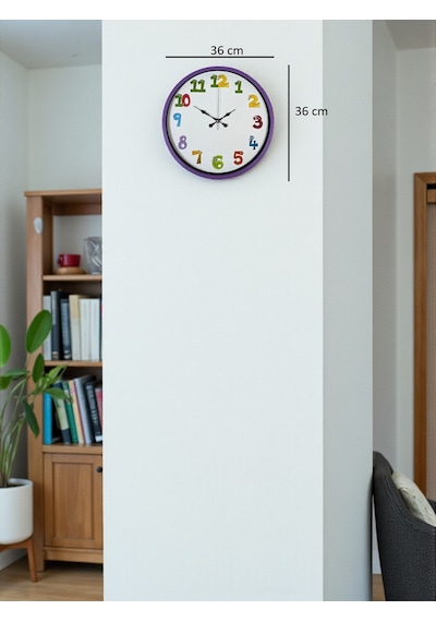 36 Cm Mor Çocuk Odası Duvar Saati Diğer 35192473