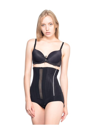 Siyah Mı Emay 2886 Yüksek Bel Tül Slip Lazer Korse Siyah