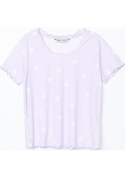 Lcw Young Lila Bisiklet Yaka Çiçekli Kadın Şortlu Pijama Takımı