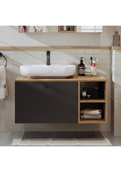 Ayaksız Lavabolu Mdf 95 Cm Lotus Oval Lavabolu Dlp Atlantik Çam - Antrasit Ayaksız Lavabolu Mdf 95 Cm Lotus Oval Lavabolu Dlp Atlantik Çam - Antrasit