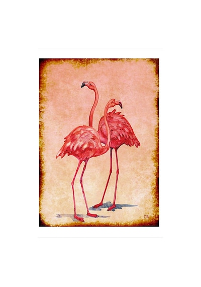 Bedeko Pembe Flamingolar Hediyelik Ahşap Tablo