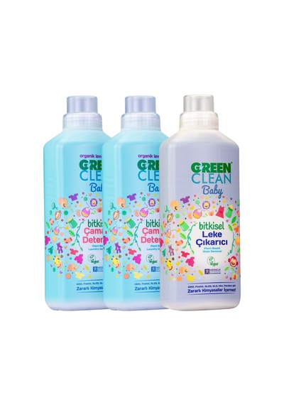 U Green Clean Baby Çamaşır Deterjanı 1 L + Çamaşır Deterjanı 1 L + Leke Çıkarıcı 1 L