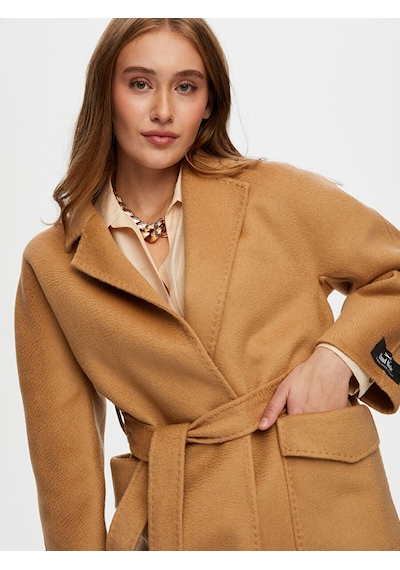 Faik Sönmez Kaşmir Karışımlı Beli Kuşaklı Kaban W26kbn011 Uw26kbn01135 Camel
