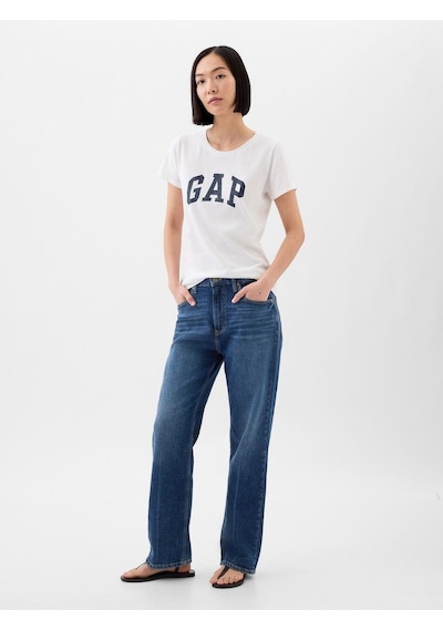 Gap V-ss Logo Classic Tee Kadın Tişört-8076 Beyaz