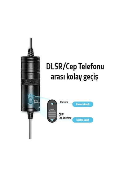 Ally 3.5 MM Universal Lavalier Kablolu Yaka Mikrofonu 6 Metre