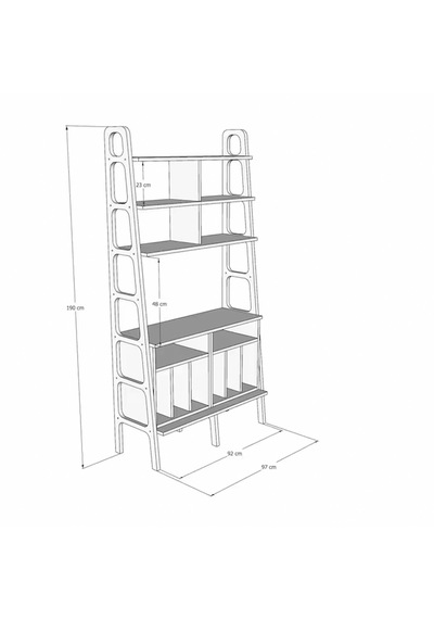 Woodesk Sage, Ahşap Kitaplık Ve Raf Ünitesi, 190x100, Tik Renk,