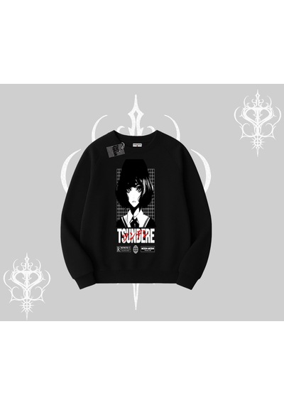 Startmore Biskilet Sweatshirt Tsundere Anime Japanese Style Baskılı Siyah