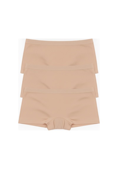 Bonbon Kadın Pamuk Kumaş 3'lü Paket Dikişsiz İz Yapmaz Lazer Kesim Chekky Şort Boxer Bb2853 Ten