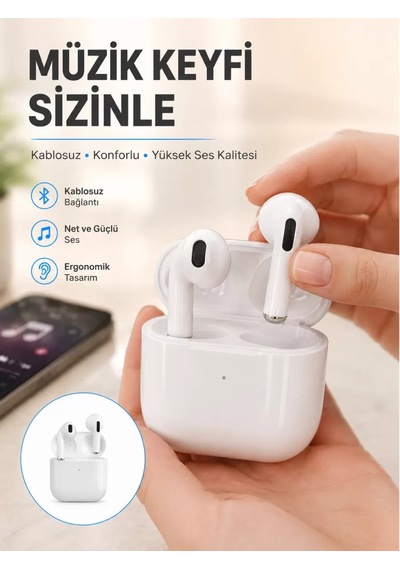 Yeni Nesil Bluetooth Kulaklık Beyaz Çağrı Cevaplayabilen Kablosuz Yeni Nesil