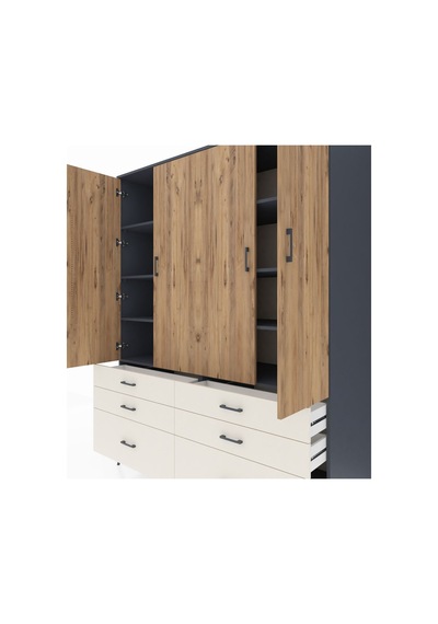 Kronos Gardrop 8 Raflı 6 Çekmeceli 4 Kapaklı 176x59x221 Antrasit-çam/aytaşı Çam/aytaşı Kronos Gardrop 8 Raflı 6 Çekmeceli 4 Kapaklı 176x59x221 Antrasit-çam/aytaşı Çam/aytaşı