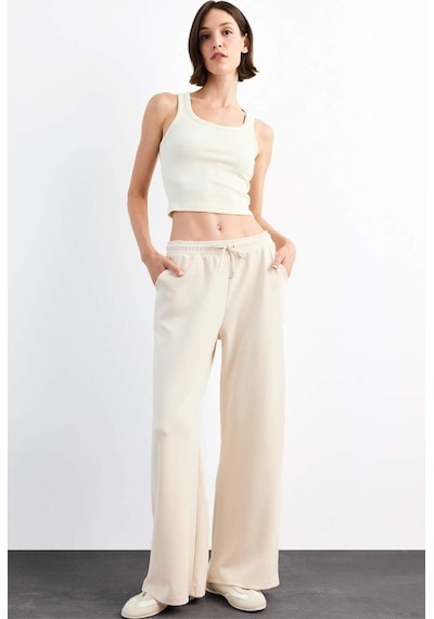 Defacto Relax Fit Beli Lastikli Düz Paça Modal Pantolon G1086ax25smbg286 Bej