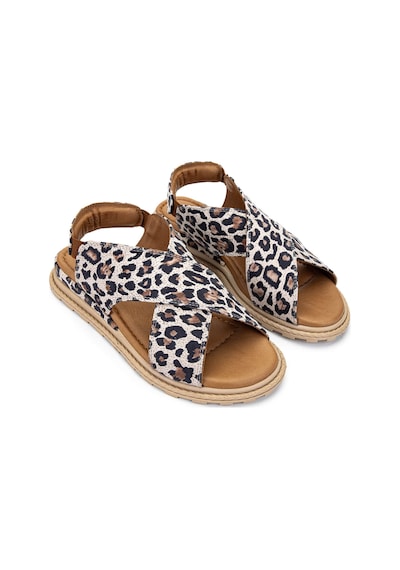 Tamer Tanca Kadın Vegan Bej Leopar Düz Sandalet 838 44205 Bn Sndlt Y23 Bej Leopar Bej