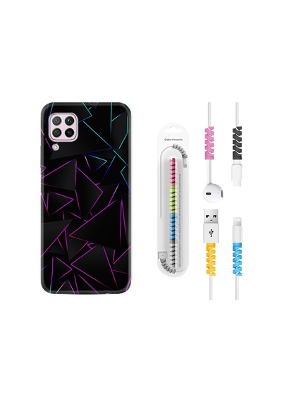 Huawei P40 Lite Kılıf Kablo Koruyuculu Üçgenler 1852