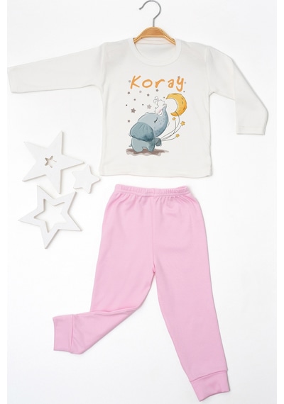 Pia Baby İsimli Erkek Çocuk Pijama Takımı %100 Pamuk Penye İsme Özel Baskılı Kişiselleştirilebilir Pijama Seti 20682p14pi Krem