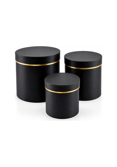 3pcs Yuvarlak Mat Renkli - Düz Renk Karton Hediye Kutusu 18-16-12cm 5673