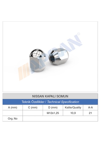 20 Adet Nissan Kapalı Somun
