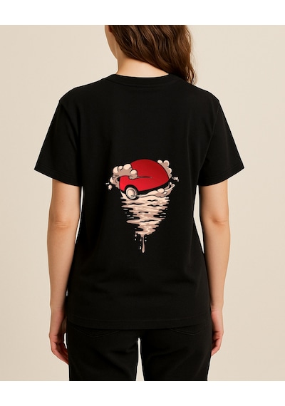 Pikachu Baskılı Tasarımlı T-shirt Siyah