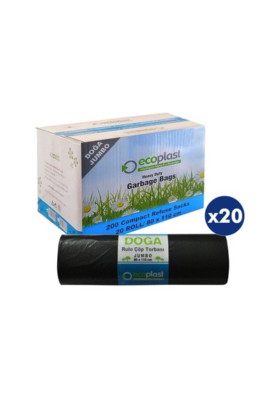 Ecoplast Battal Boy Çöp Torbası Poşeti - 400 Gr. - 90 Litre - 80 X 110 Cm / 10 Adetlik 3 Rulo