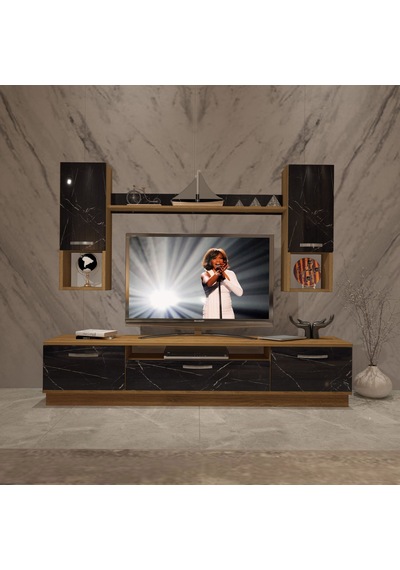 Decoraktiv Trio 5da Mdf Tv Ünitesi Tv Sehpası Pera - Siyah Mermer