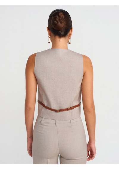 Dilvin 60564 Kayışlı Yelek Camel CAMEL