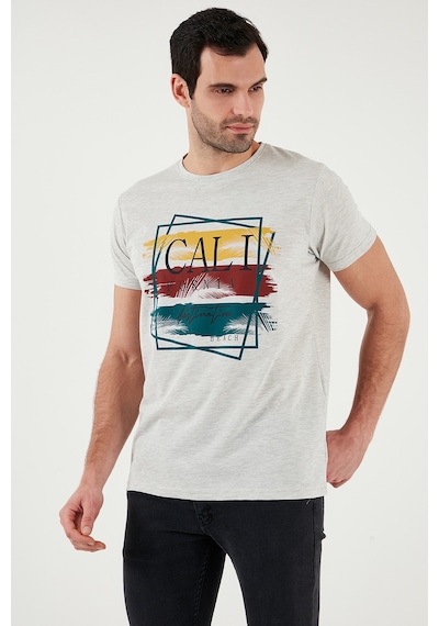 Buratti Pamuklu Slim Fit Bisiklet Yaka Erkek T Shirt 541California24 Açık Melanj