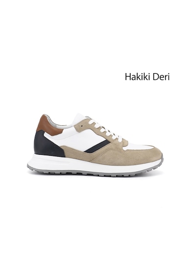 Diğer Erkek Beyaza Bej Süet Bağcıklı Hakiki Deri Comfort Sneaker Ddma80338310