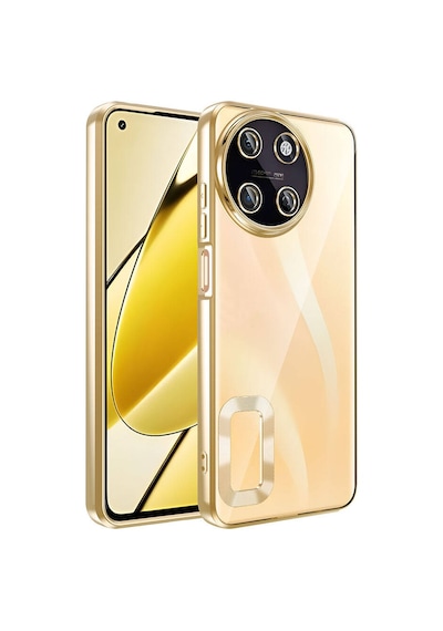 Nourthkiingdom Realme 11 4g Kılıf Kamera Korumalı Logo Gösteren Nrtk Omega Kapak - Gold Gold