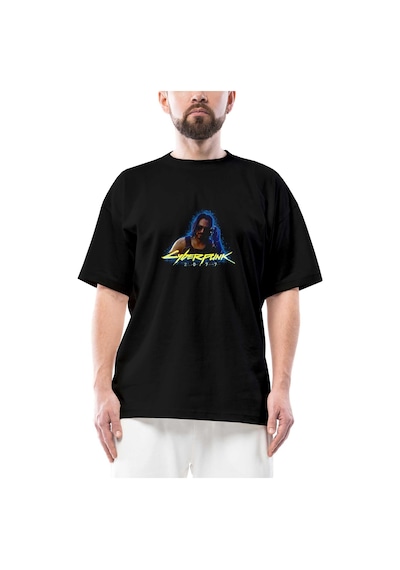 Cyberpunk 2077 Keanu Reeves Oversize Siyah Tişört