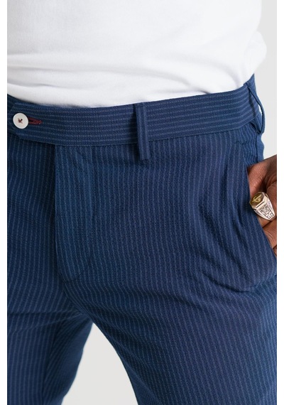 Ecer Slimfit Çizgili Yazlık İnce Gofre Kumaş Likralı Erkek Kumaş Pantolon 001
