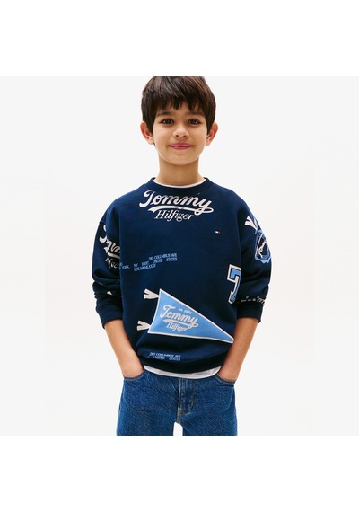 Tommy Hilfiger Tommy Jeans Allover Printed Çocuk Lacivert Sweatshirt Kb0kb09804 Lacivert