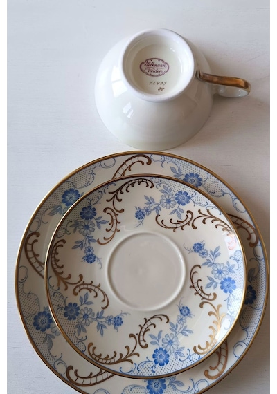 12401 Vintage Çay Fincanı Seti 3 Parça Mavi