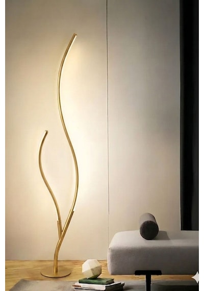 Modern Dal Görünümlü Led Lambader Gold