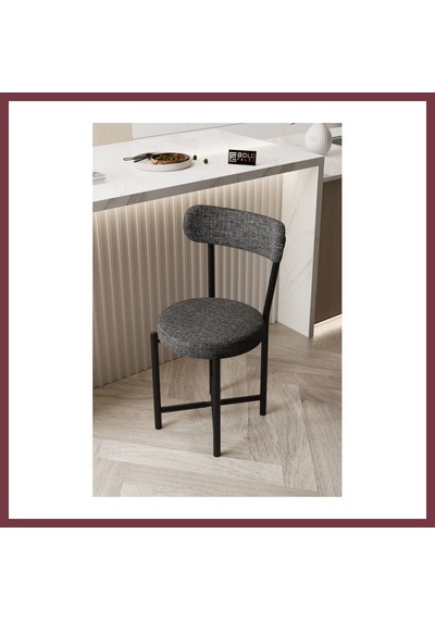 Storeşahin Sandalye 1 Adet Keten Kumaş Metal Ayak Modern Mutfak Sandalyesi Cafe Balkon Ofis Teddy 9817 Anstrast Shn0720 Çok Renkli