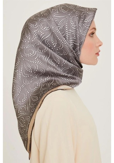 Armine İpek Eşarp 2025 Kış - 9246-33 Gri Bej Twill Gri Bej