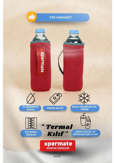 Xpermate Termal İçecek Kılıfı Sıcak & Soğuk Tutan Su Termal Kılıf 0,5l Kırmızı